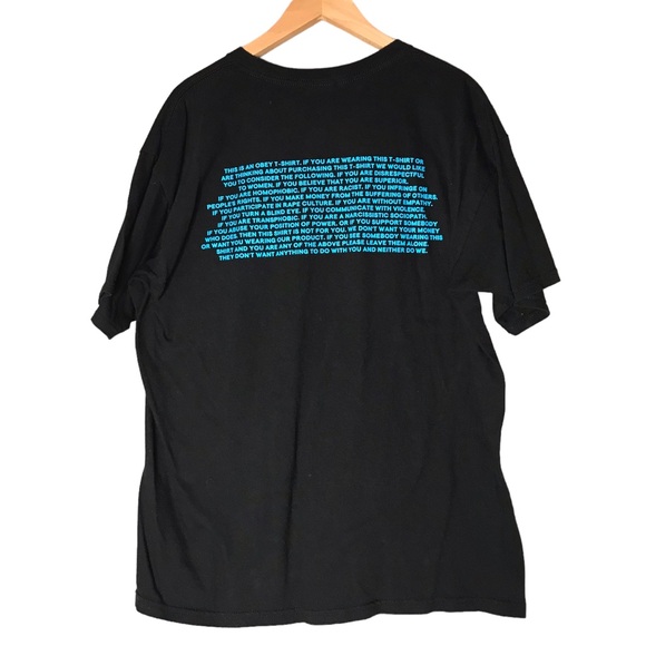 Obey Propaganda Tee Respect Humanity T-shirt Black Blue Crewneck Large Unisex - Picture 6 of 8